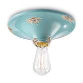 Antikolt felületű mázas kerámiából készült kézműves mennyezeti lámpa.